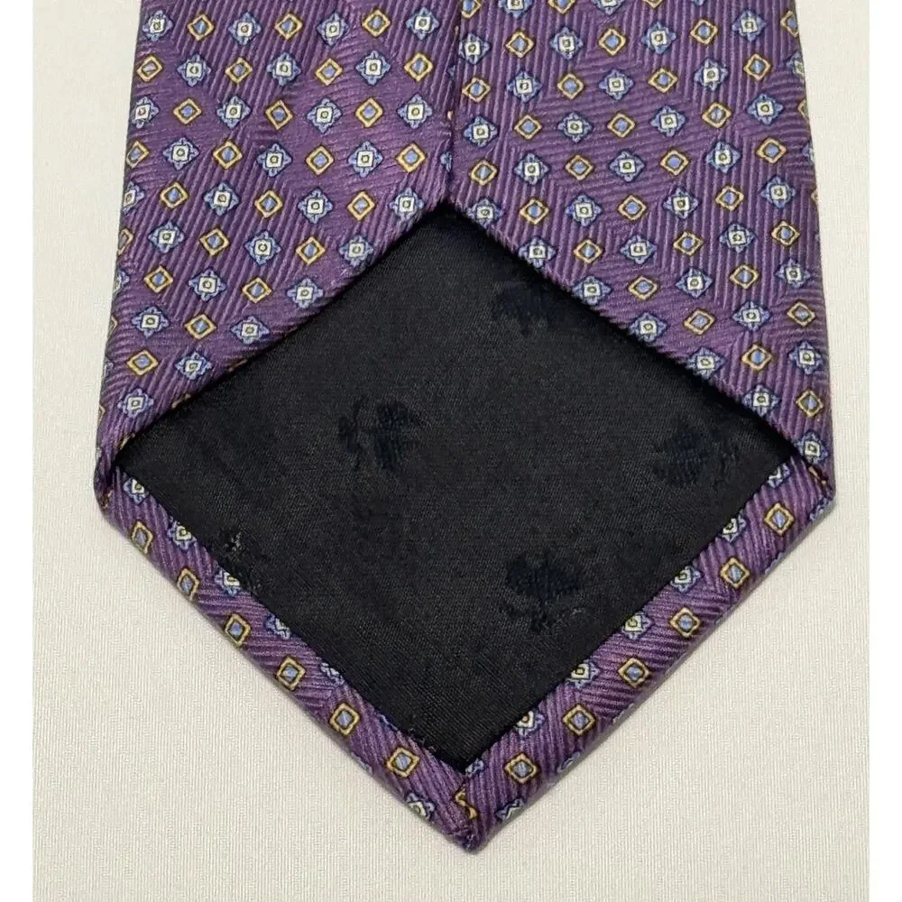 Vintage Brooks Brothers Makers Tie Hand Made 100% Silk Purple Geometric